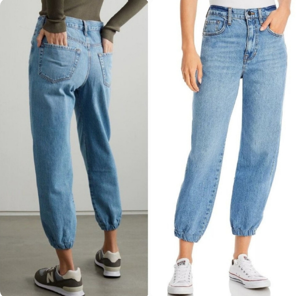 FRAME High Rise cropped the lounge Chill denim jogger blue Jeans size 29